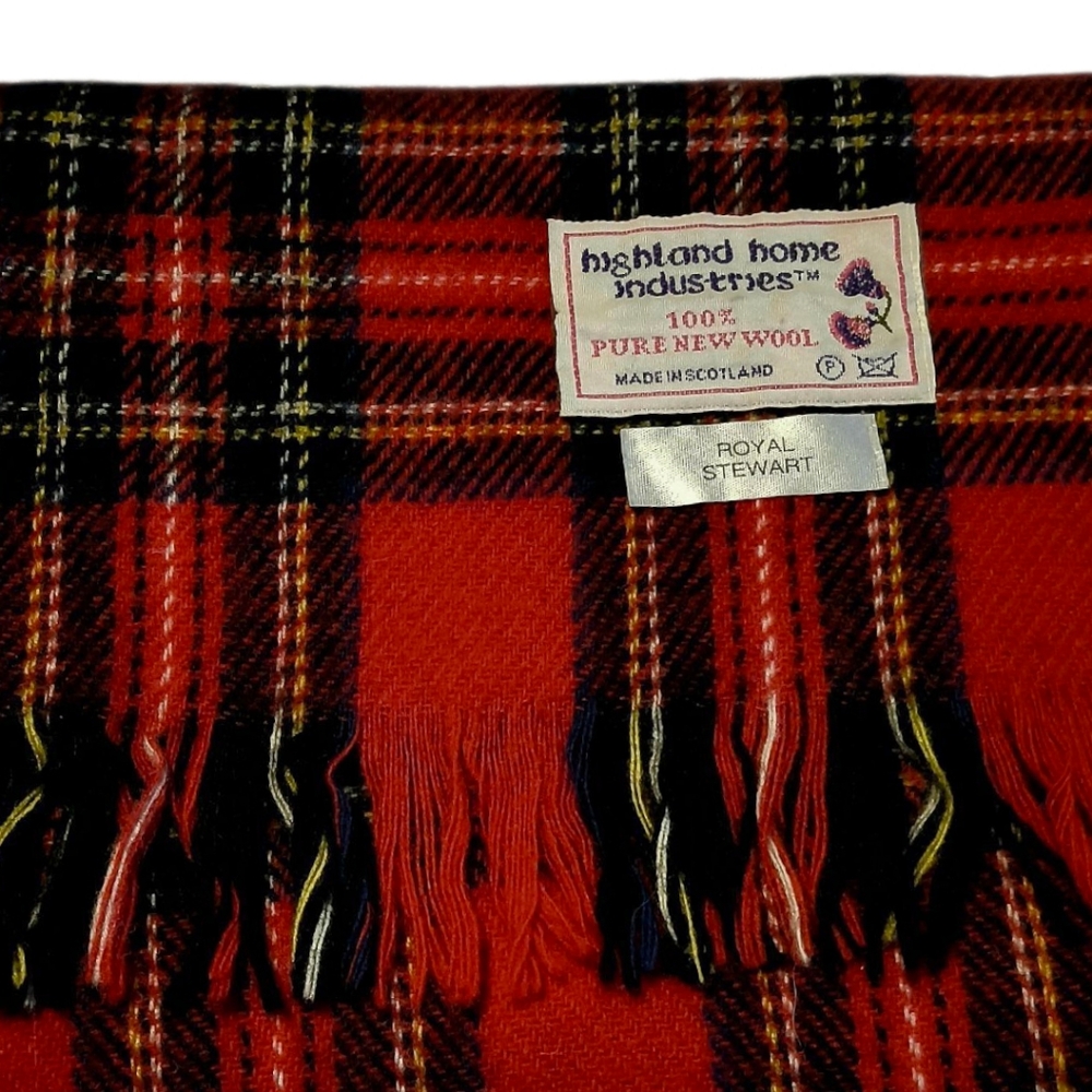 Red Royal Stewart Tartan Wool Scarf by Highland Home